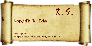 Kopják Ida névjegykártya