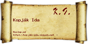 Kopják Ida névjegykártya